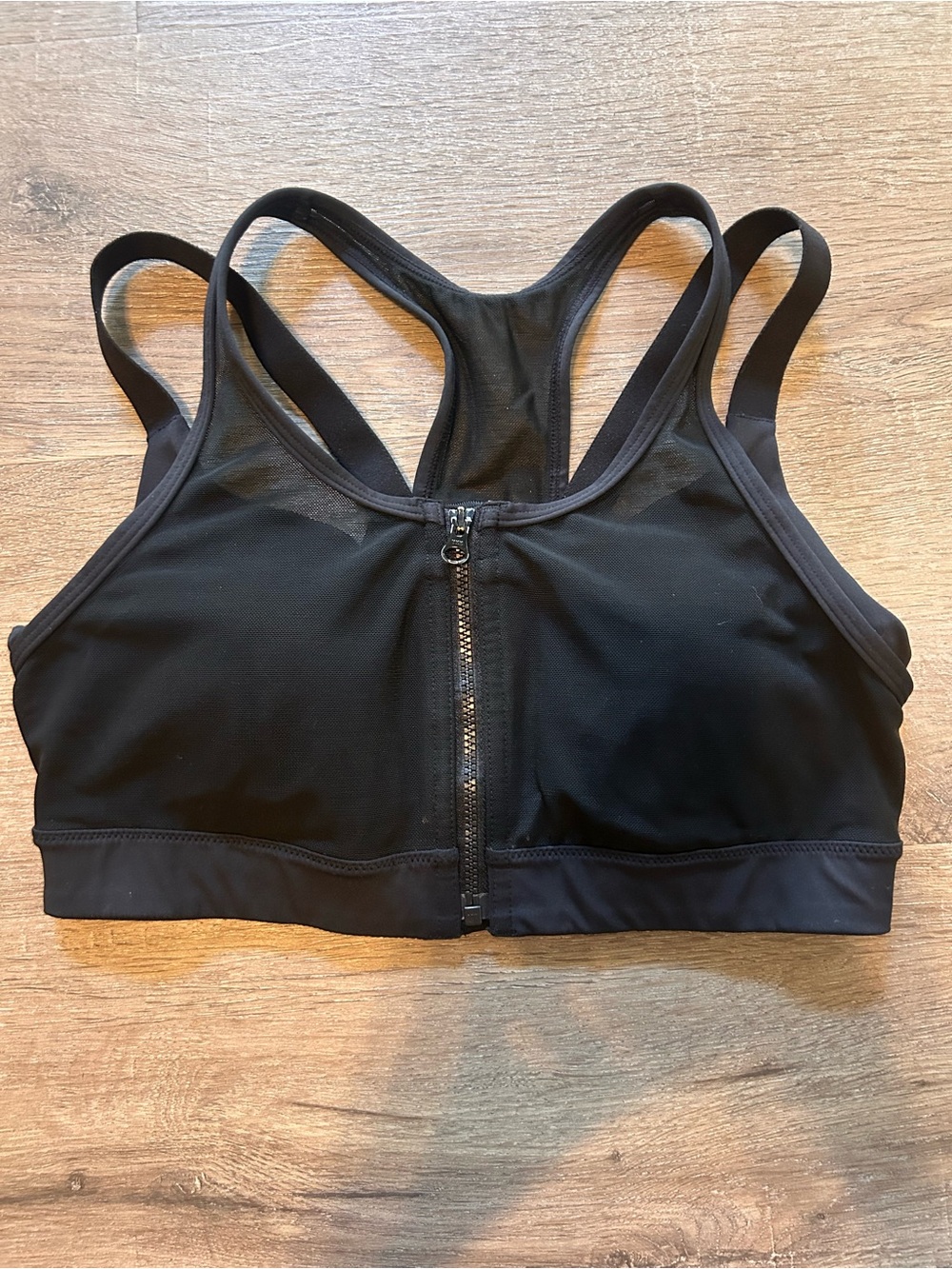 Yvette Sports Bra Womens Black High Impact Front Zip Mesh Racerback Size 36A/C